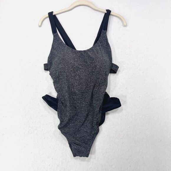 GabiFresh Swimsuit Women 16D/DD Metallic Silver Shimmer One Piece Sparkle Flirty - Picture 1 of 13